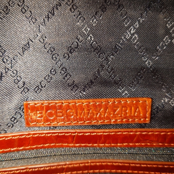 NWT Brown Leather BCBG MaxAzria Crocodile Chantal Clutch Purse Wristlet Gold - Picture 9 of 14